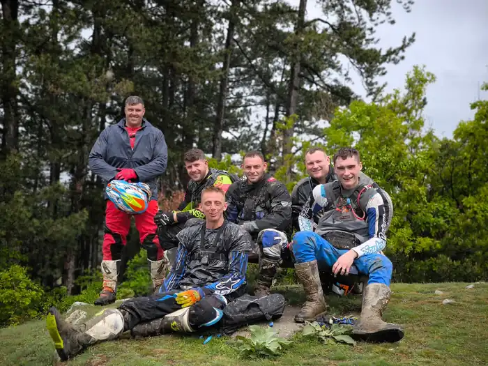 Riding through Bulgarian pine forest near Bansko