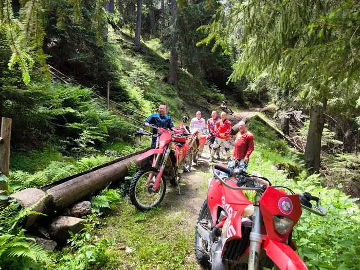 Crossing a mountain river on a Bansko adventure